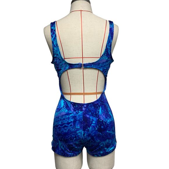 Vintage Maxine Of Hollywood Womens Blue Printed Button Swimsuit - Picture 9 of 9